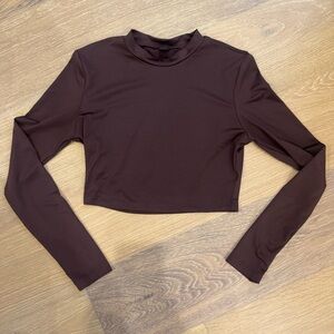 SHEIN Chocolate Brown Long Sleeve Crop Top